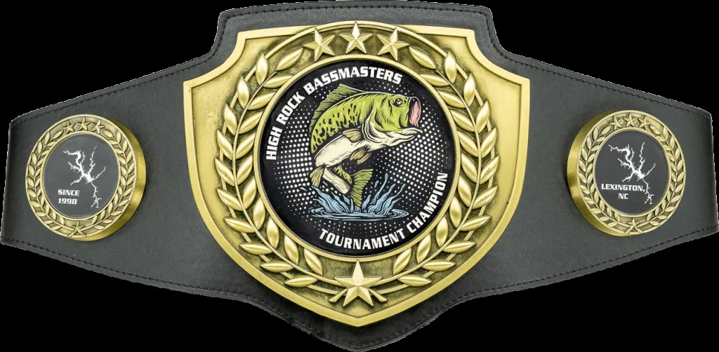 Custom High Rock Bassmasters tournament champion belt