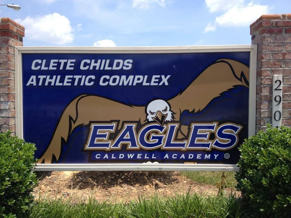 Large format printed sign for a school athletic complex