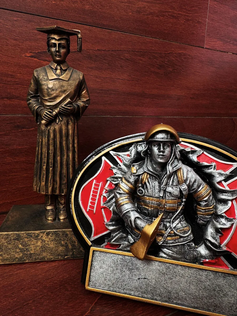 Graduate and firefighter resin awards